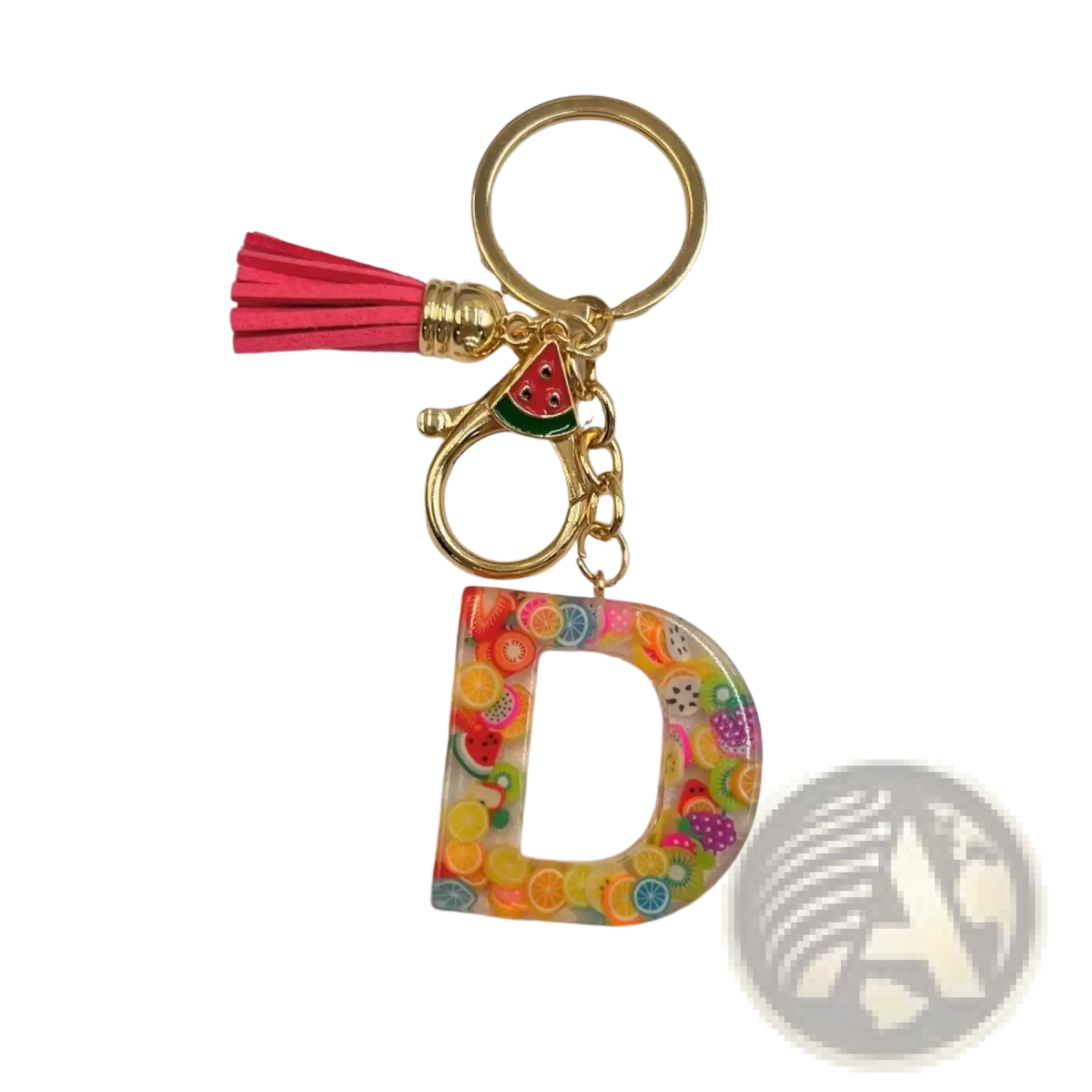 Fruit Letter Resin Keychain Initial Alphabet Key Ring