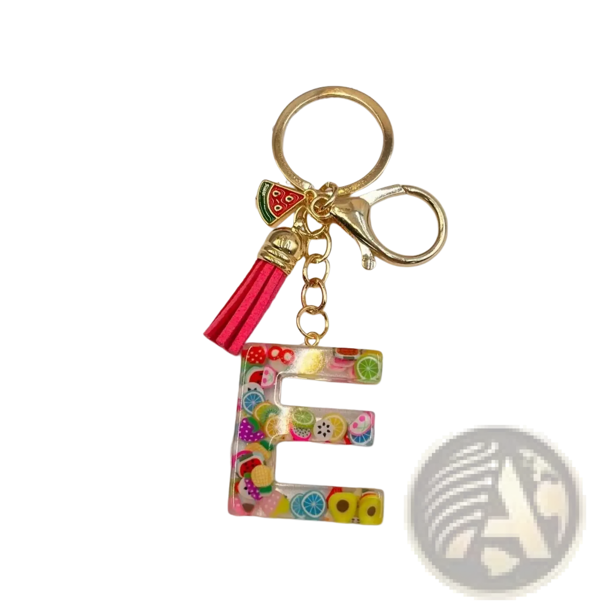 Fruit Letter Resin Keychain Initial Alphabet Key Ring