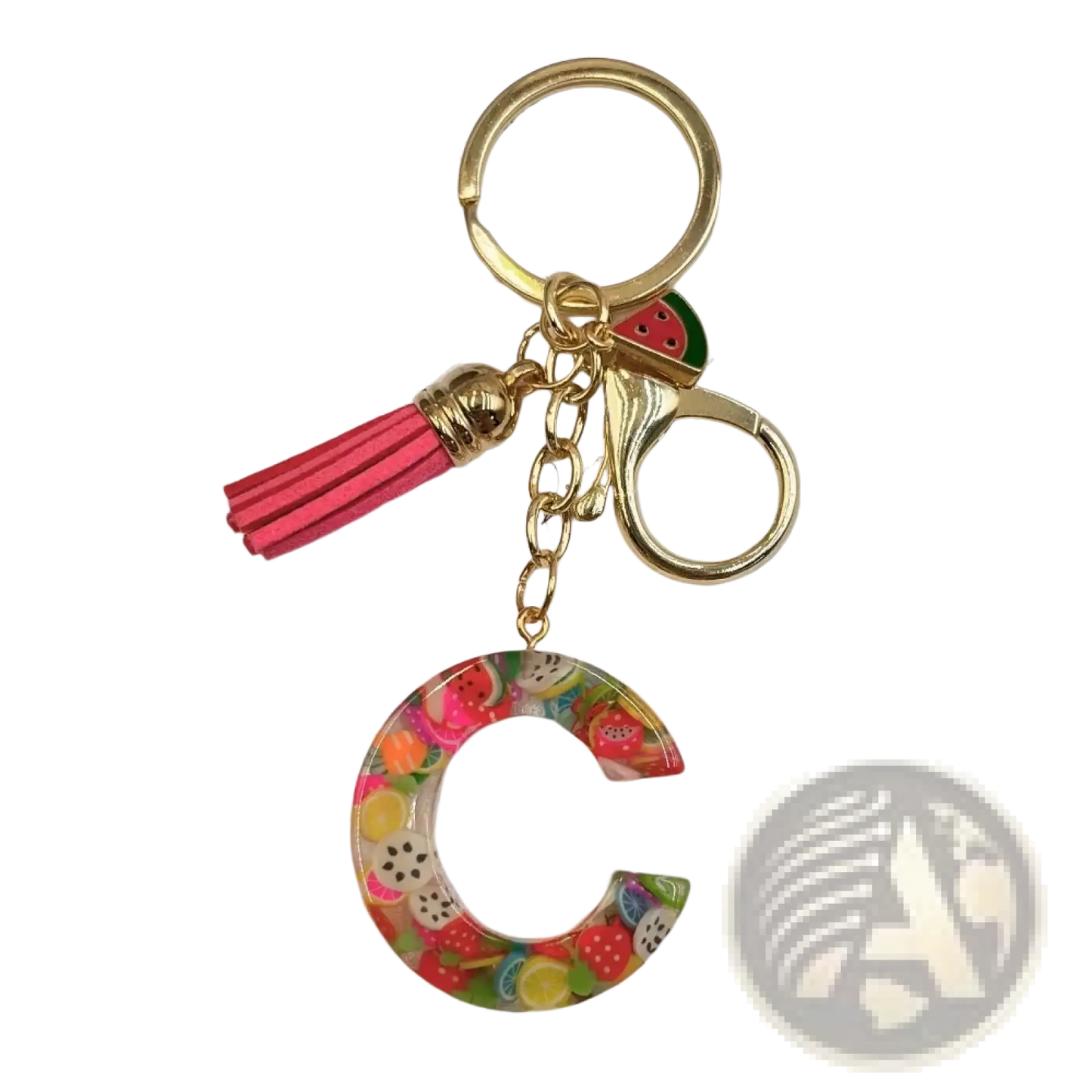 Fruit Letter Resin Keychain Initial Alphabet Key Ring