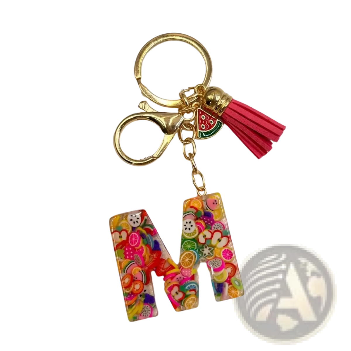 Fruit Letter Resin Keychain Initial Alphabet Key Ring