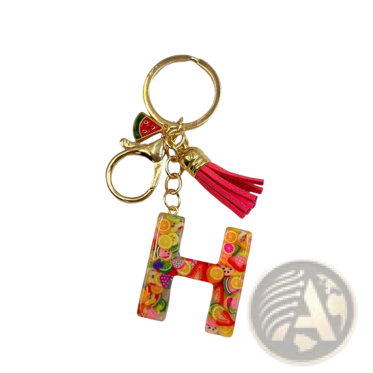 Fruit Letter Resin Keychain Initial Alphabet Key Ring