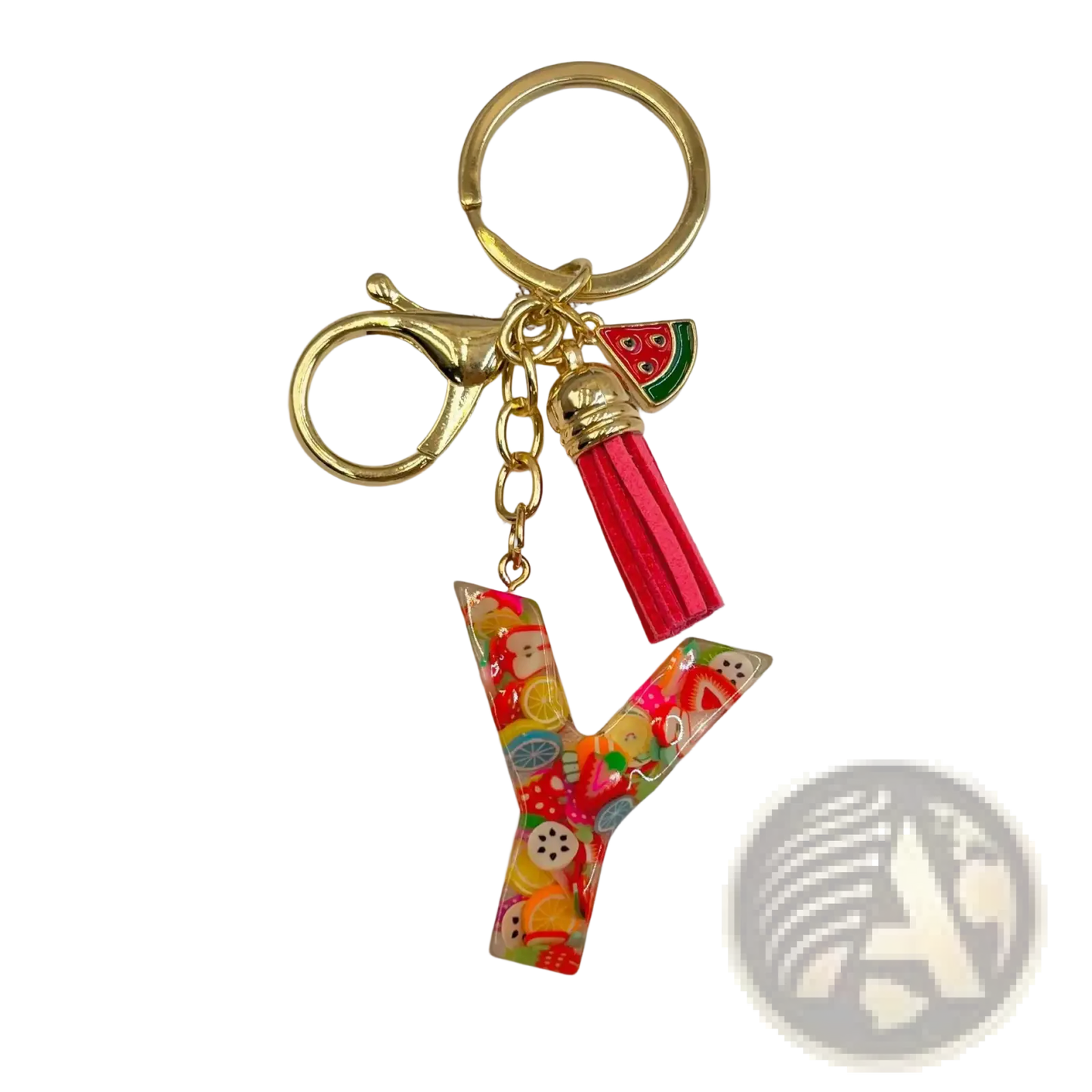 Fruit Letter Resin Keychain Initial Alphabet Key Ring