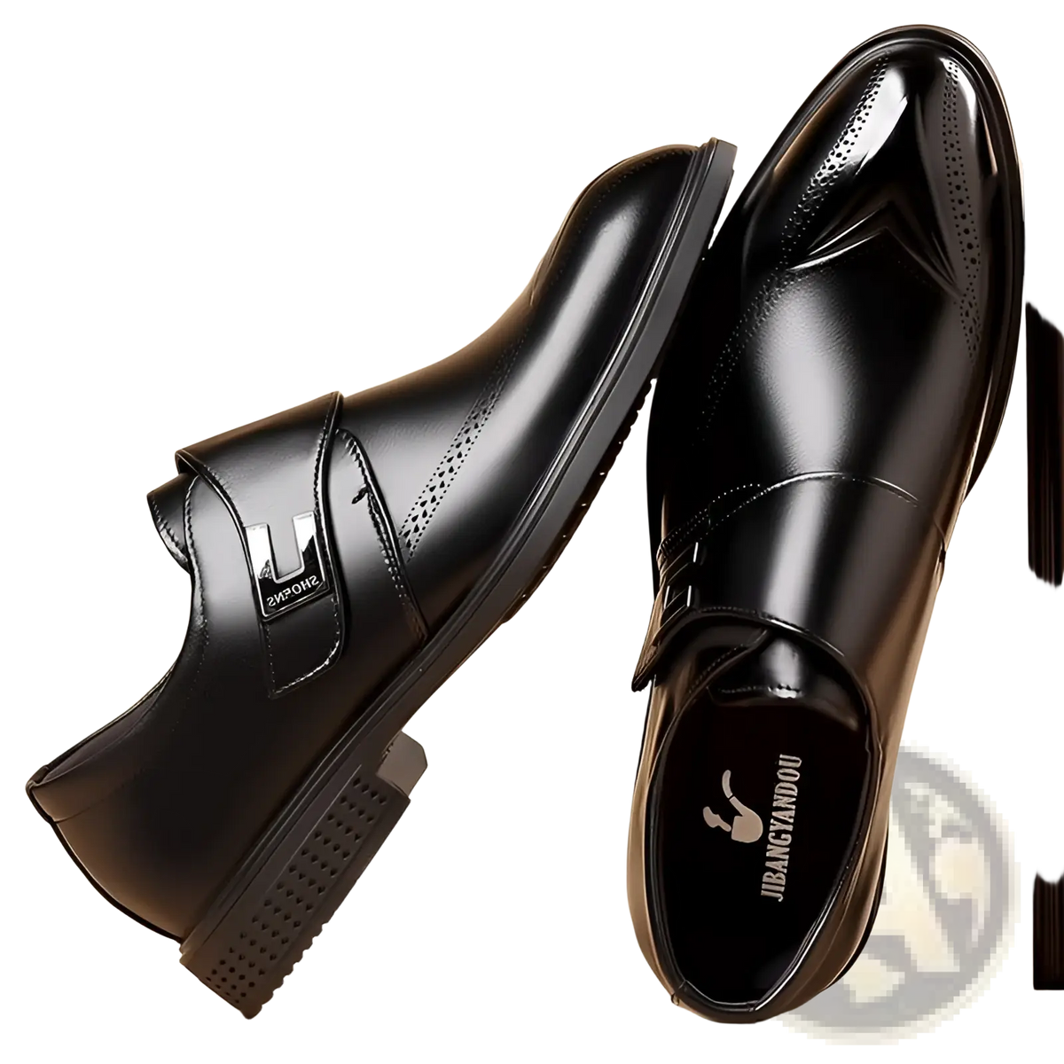 Full Grain Leather Brogue Dress Shoes with Pipe Toe