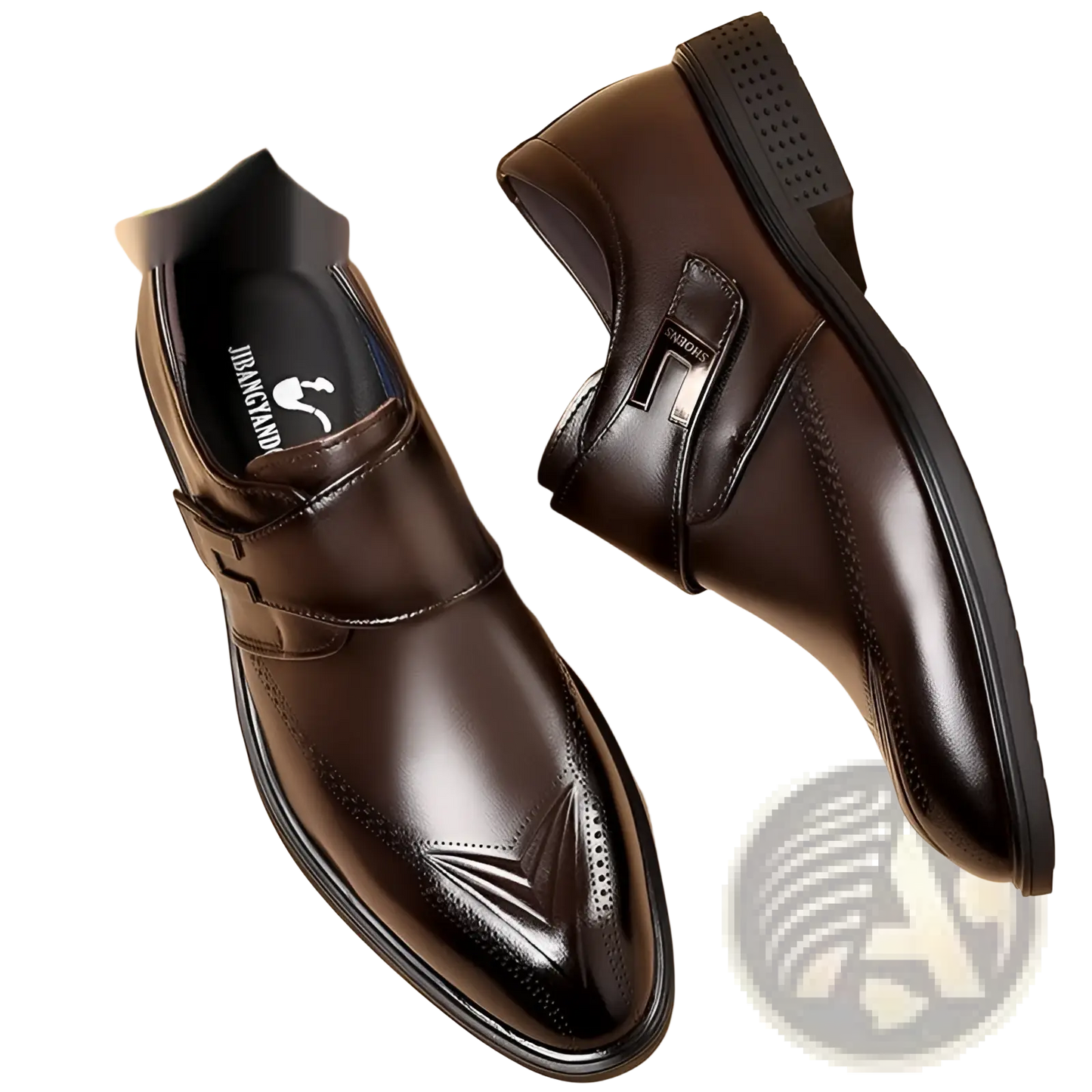 Full Grain Leather Brogue Dress Shoes with Pipe Toe