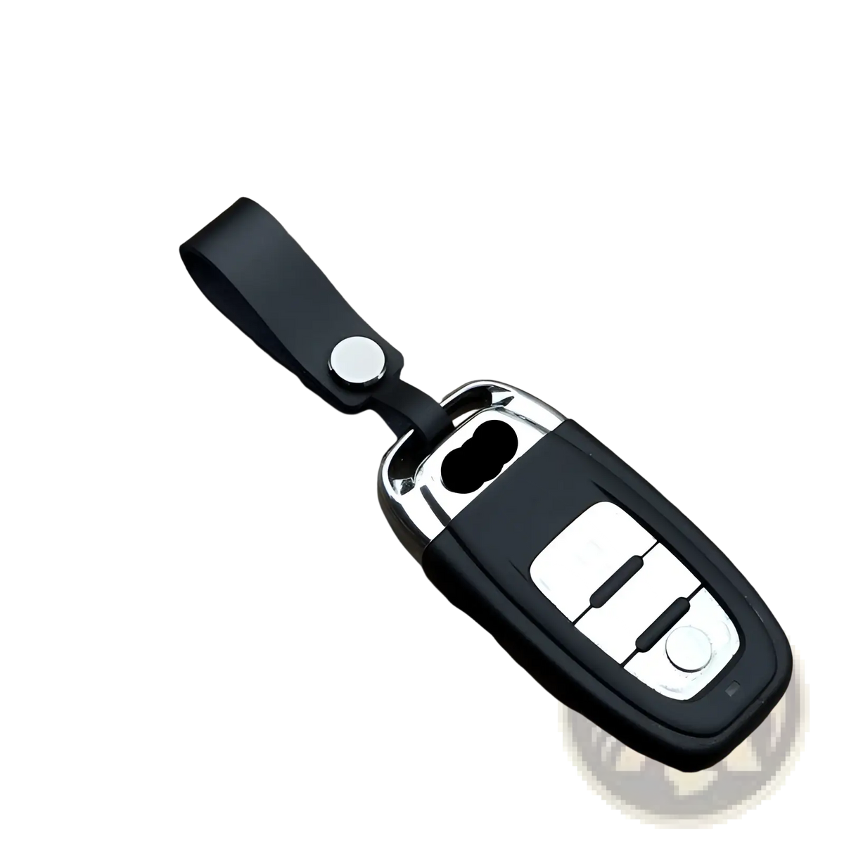 Genuine Leather Car Keychain and Metal Key Ring Set