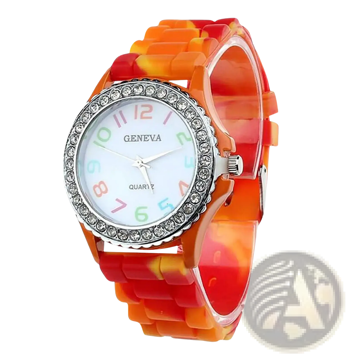 Girls Crystal Bling Rainbow Silicone Watch