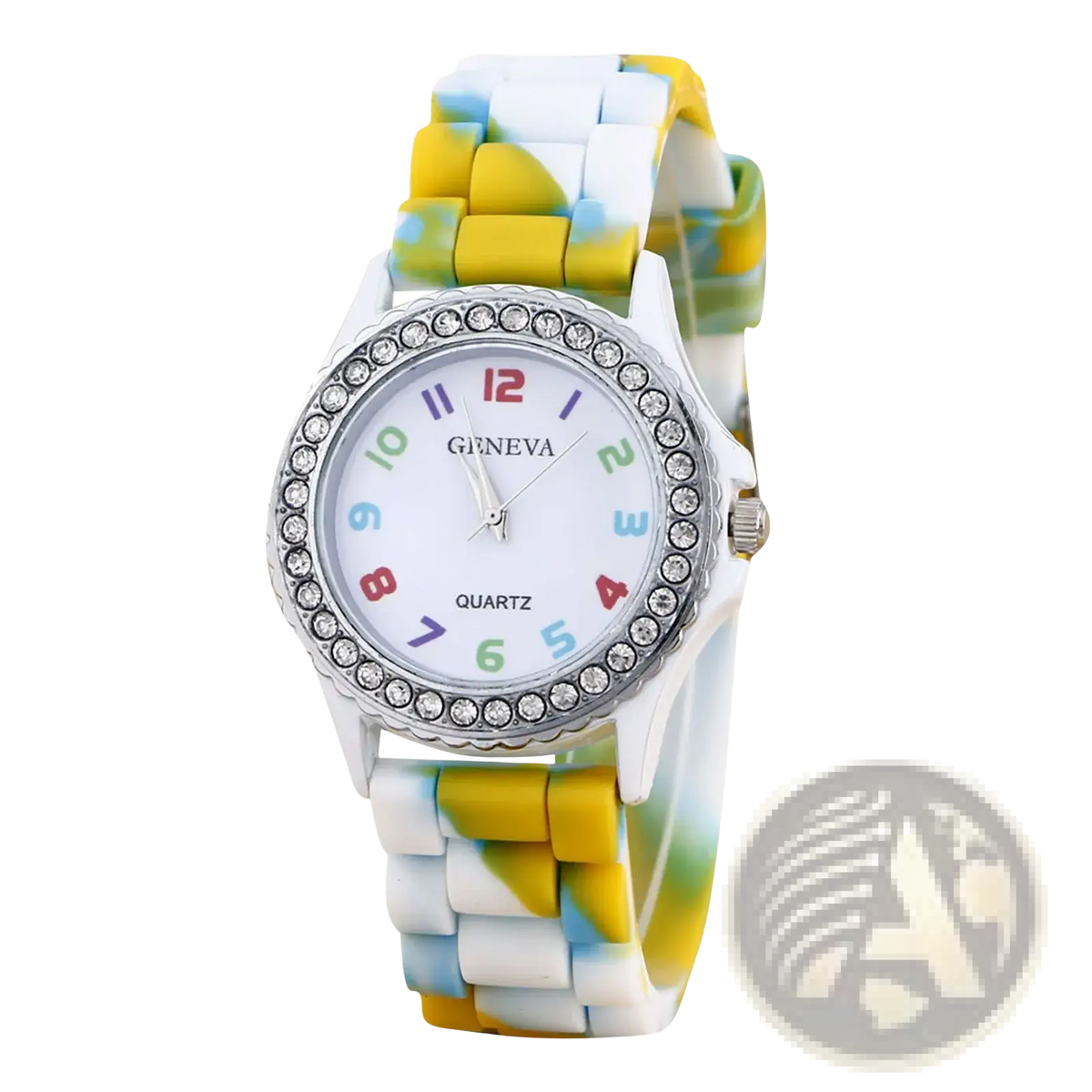 Girls Crystal Bling Rainbow Silicone Watch