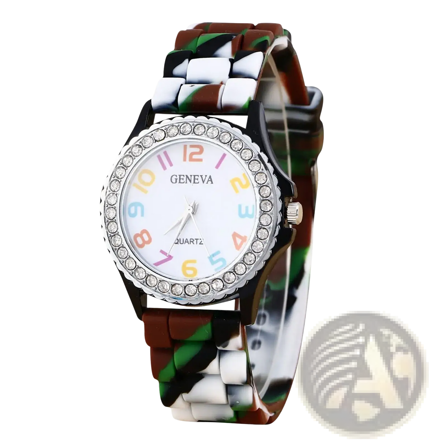 Girls Crystal Bling Rainbow Silicone Watch