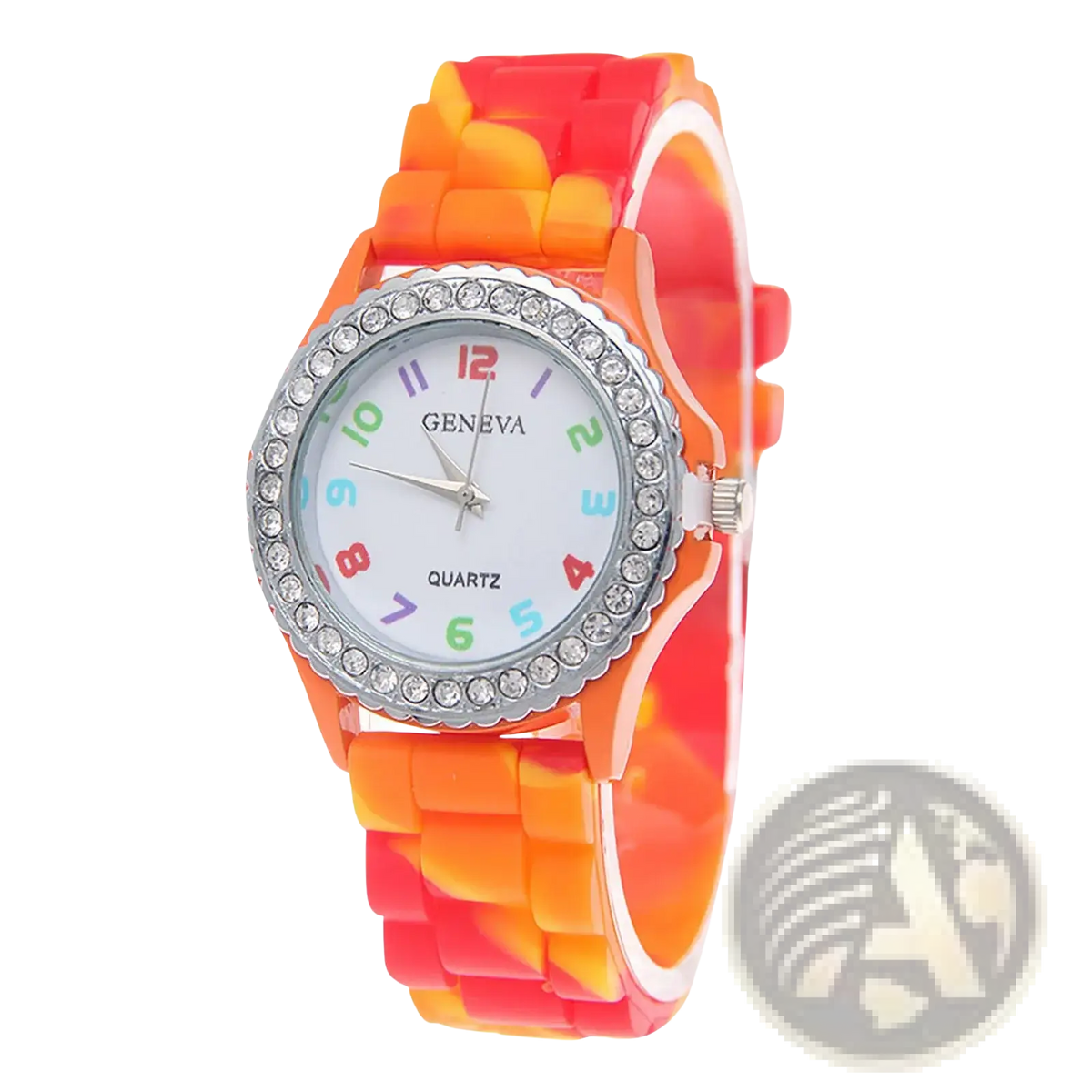 Girls Crystal Bling Rainbow Silicone Watch