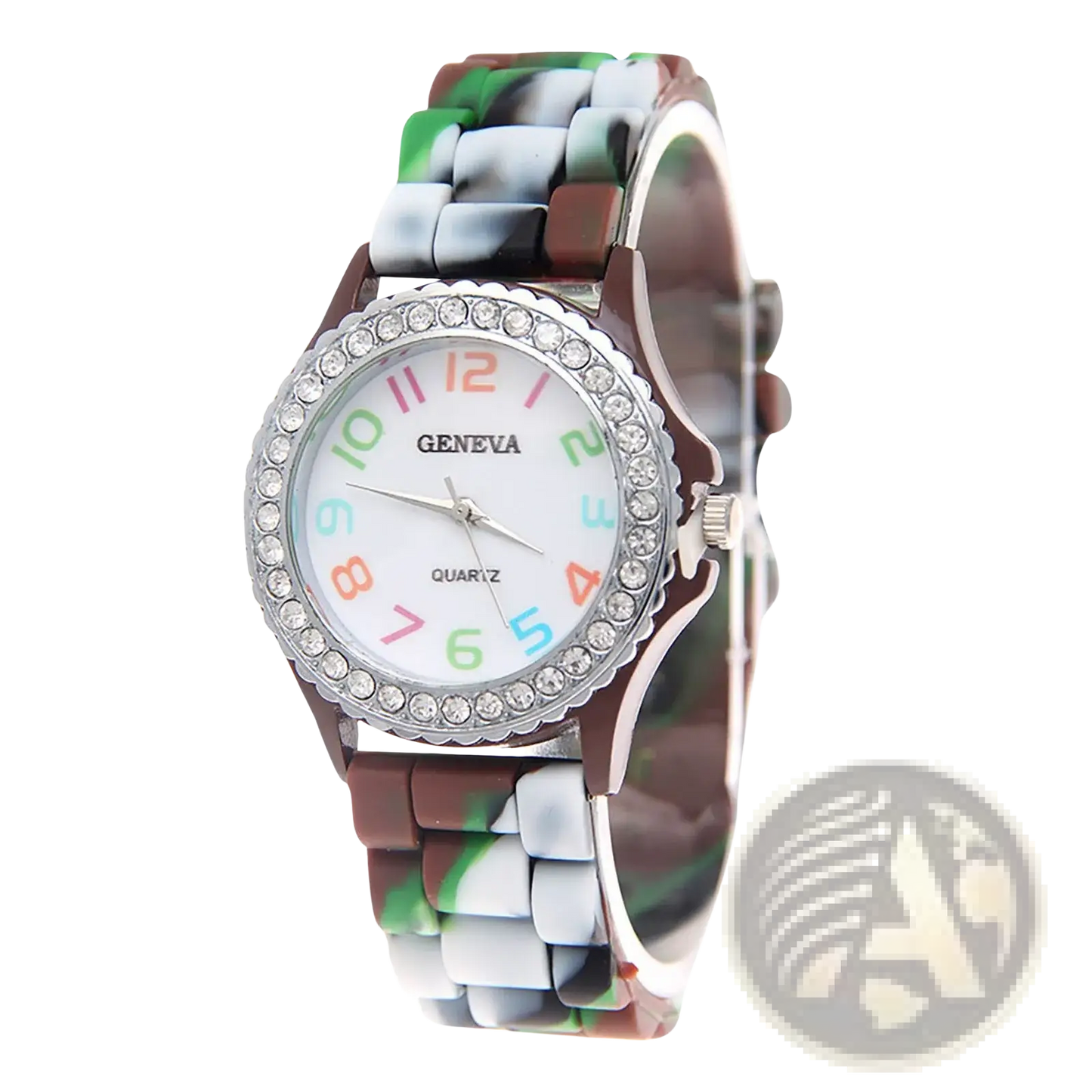 Girls Crystal Bling Rainbow Silicone Watch