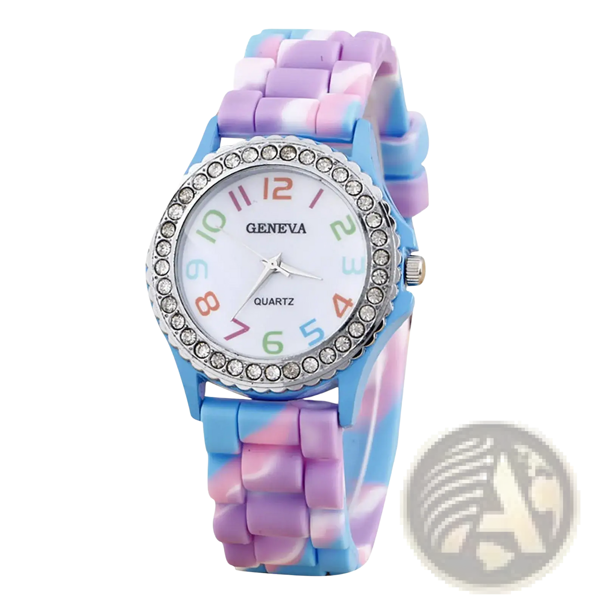 Girls Crystal Bling Rainbow Silicone Watch