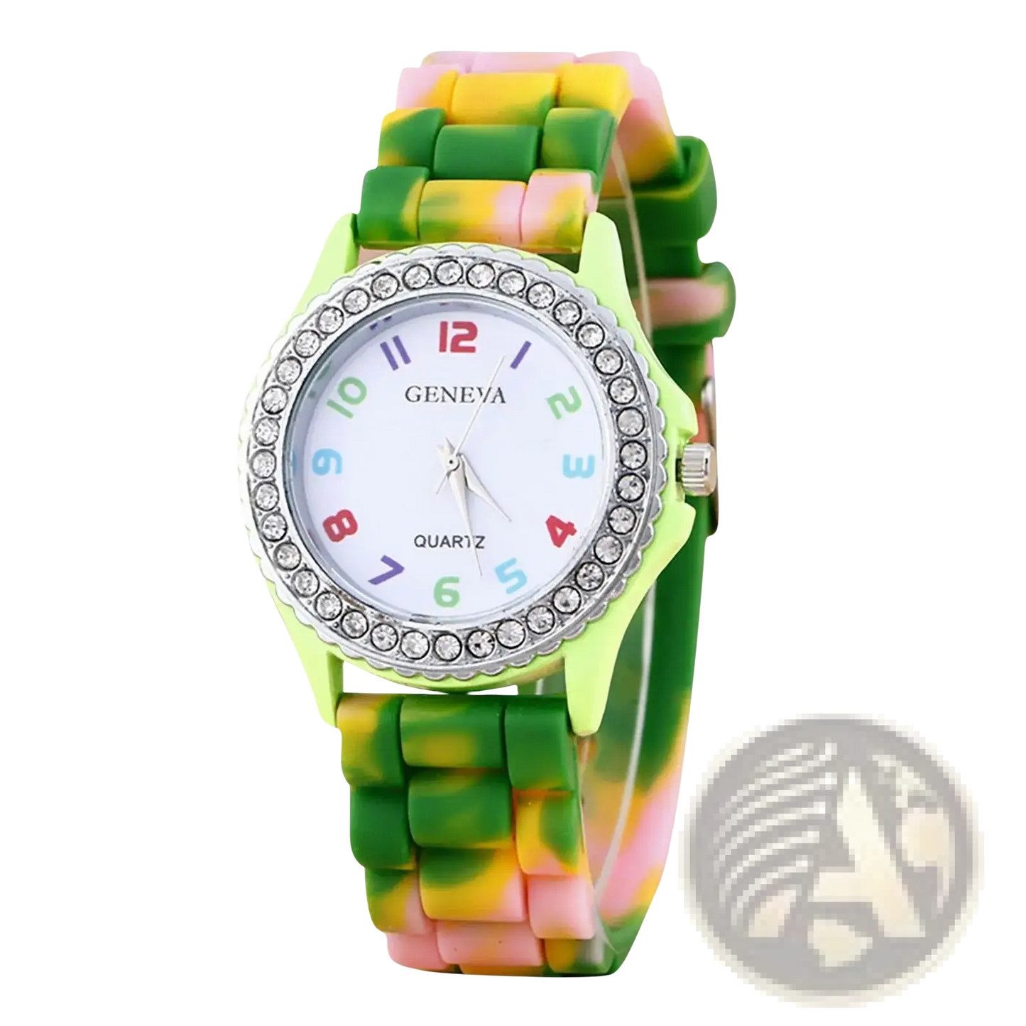 Girls Crystal Bling Rainbow Silicone Watch