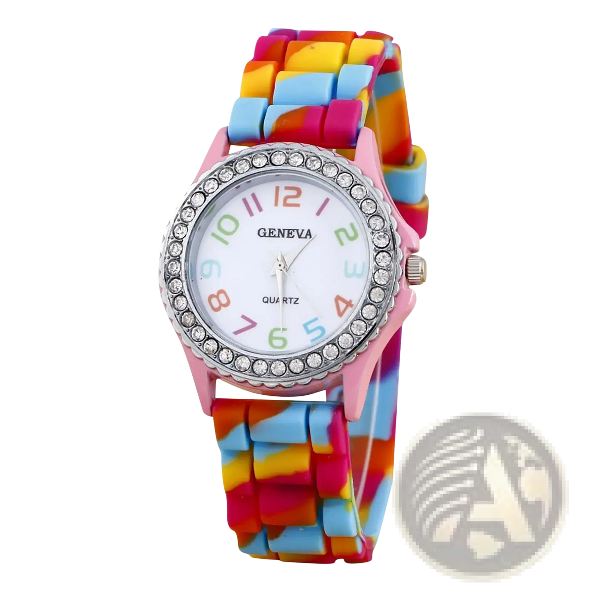 Girls Crystal Bling Rainbow Silicone Watch