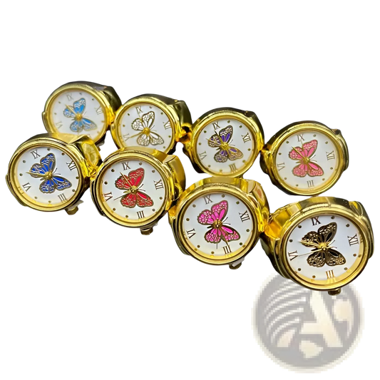 Gold Butterfly Watch Ring Stainless Steel Cute Jewelry