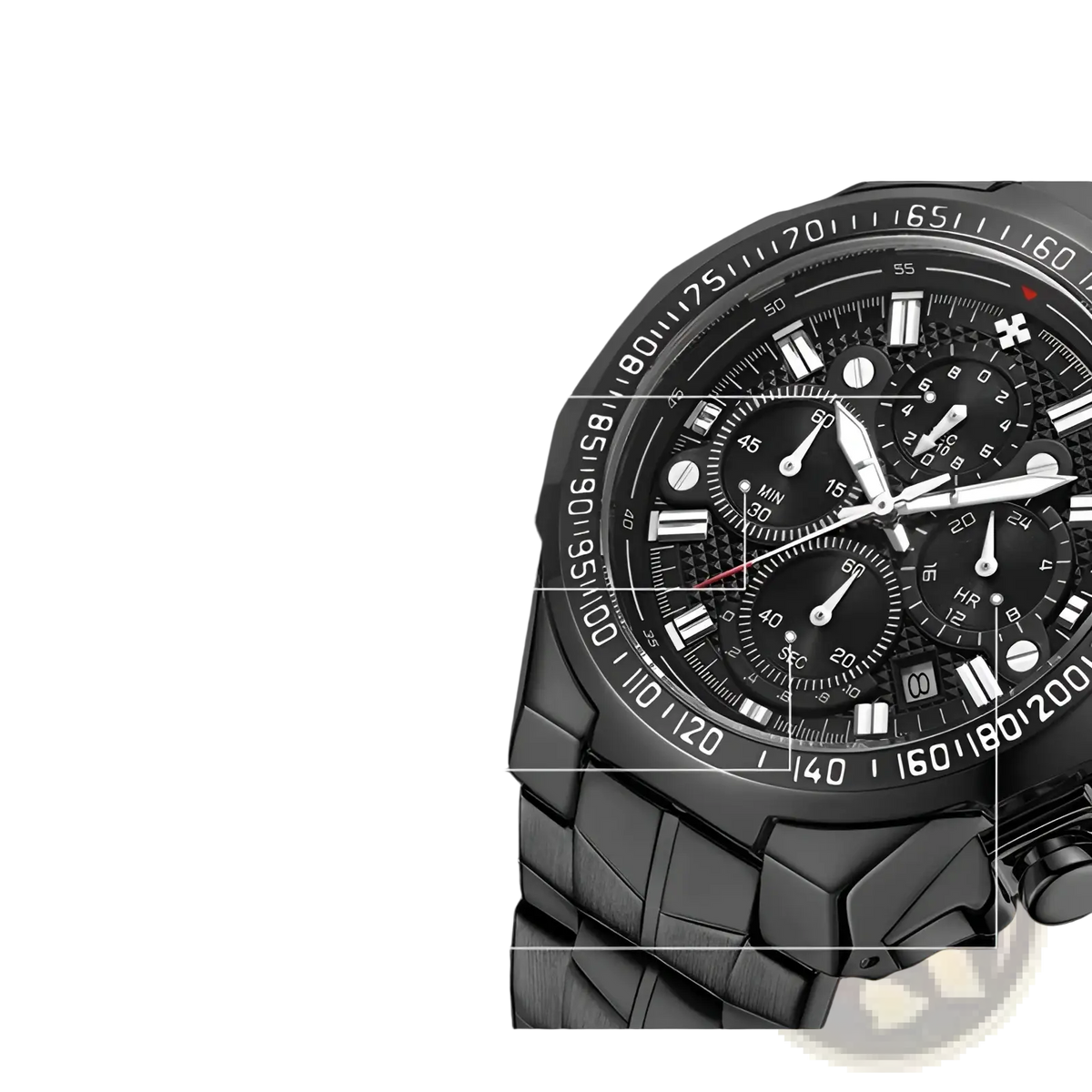 Gold Chronograph Watch Men Stainless Steel Luxury Timepiece