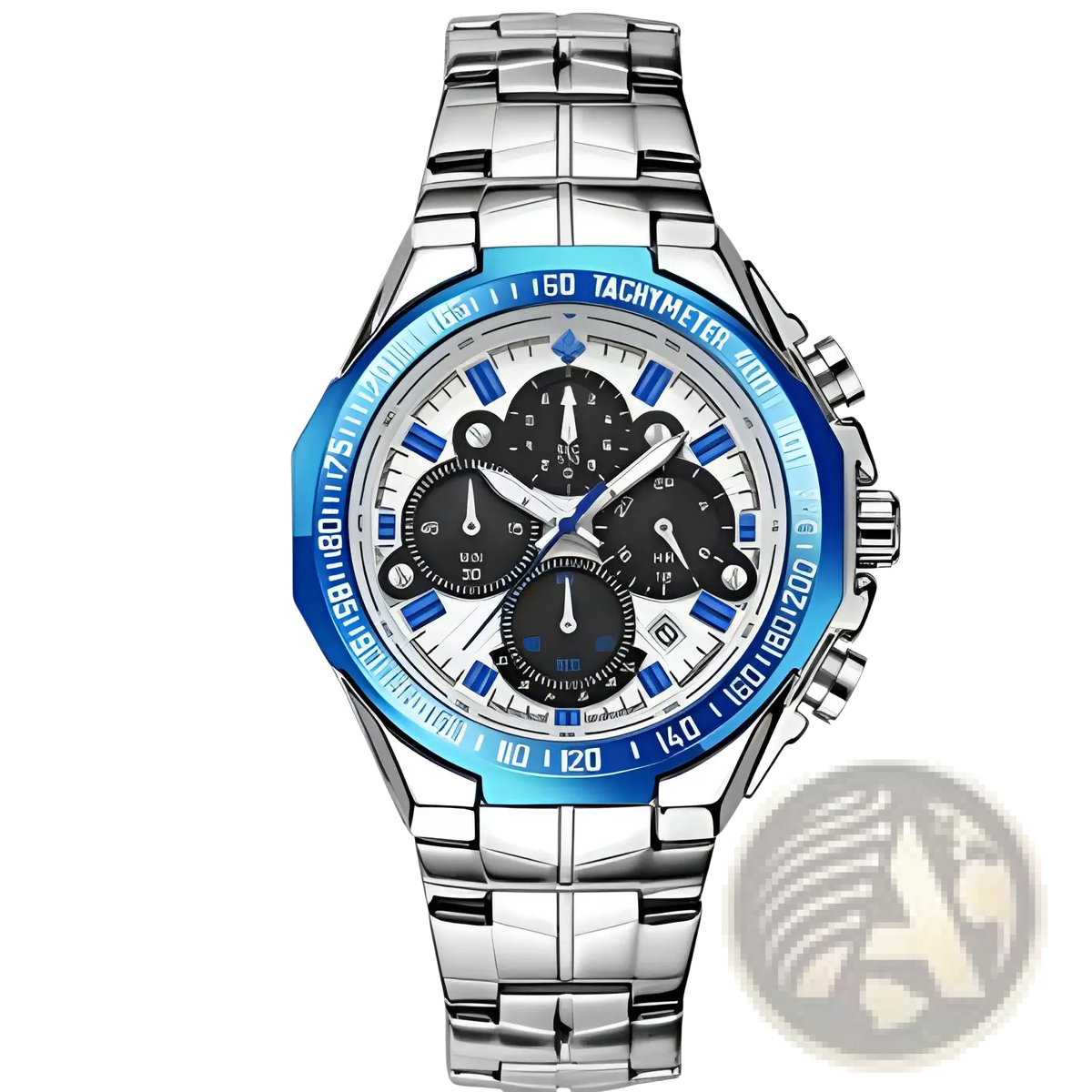 Gold Chronograph Watch Men Stainless Steel Luxury Timepiece