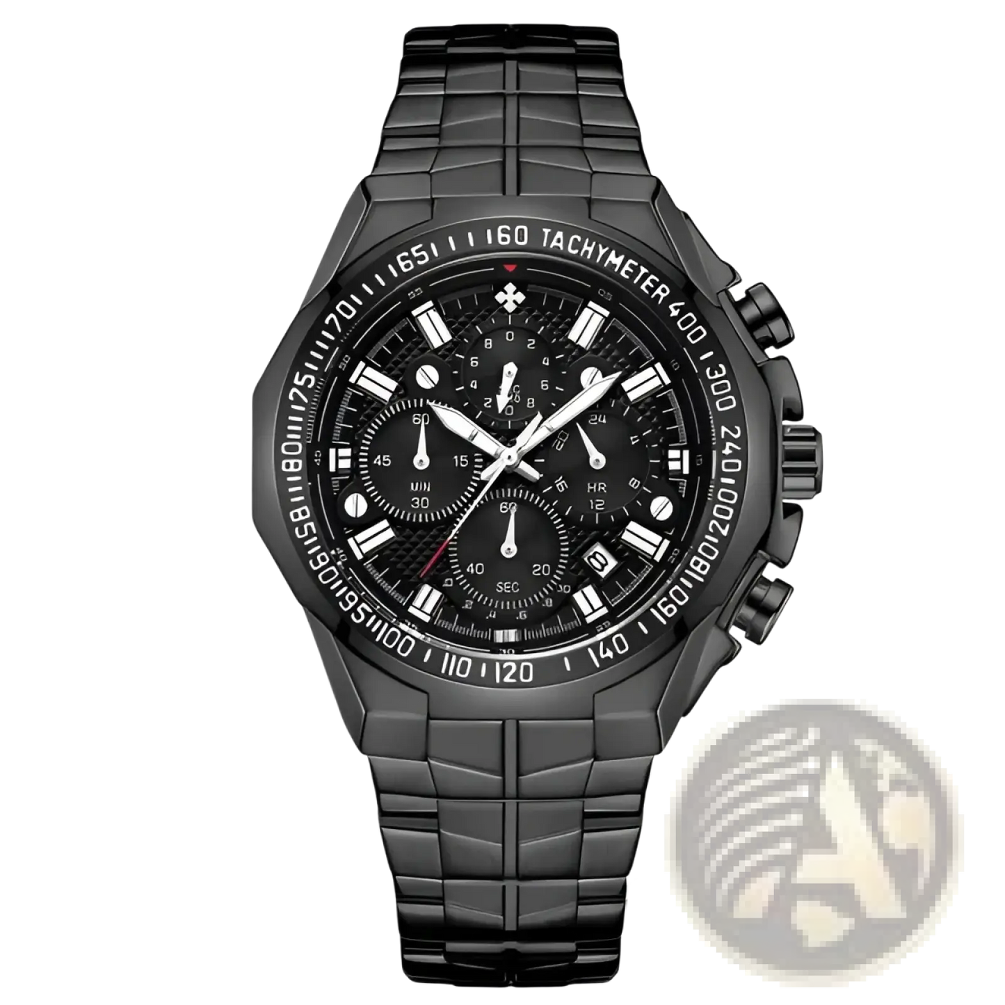 Gold Chronograph Watch Men Stainless Steel Luxury Timepiece