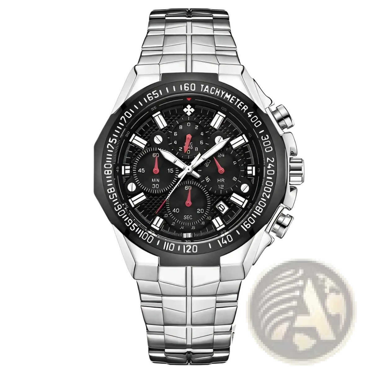 Gold Chronograph Watch Men Stainless Steel Luxury Timepiece