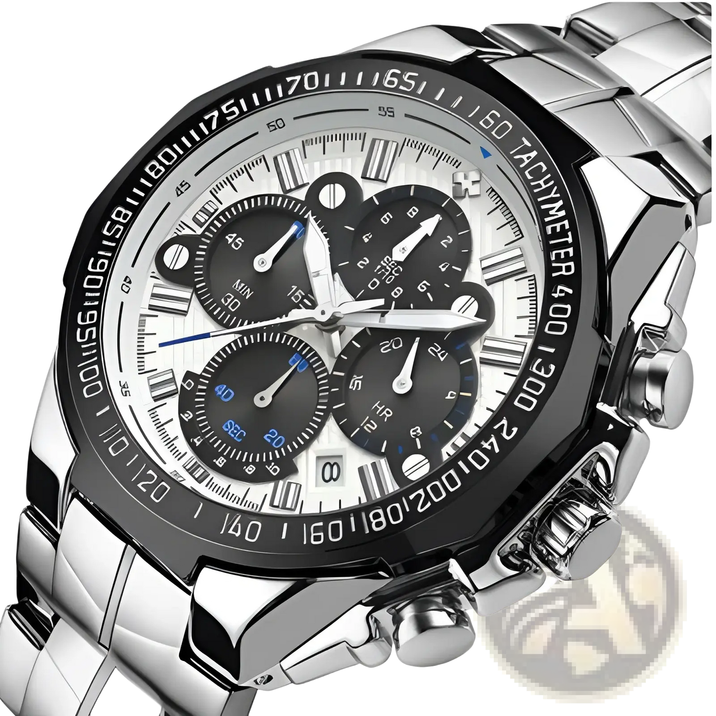 Gold Chronograph Watch Men Stainless Steel Luxury Timepiece