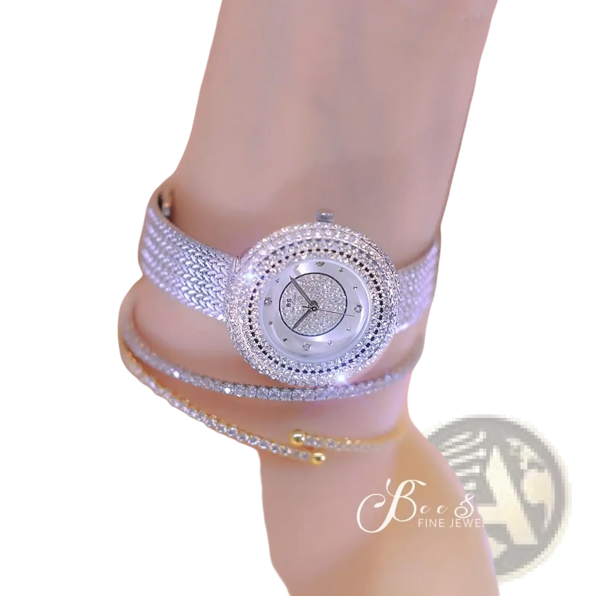 Gold Diamond Mesh Women Watch Luxury Waterproof