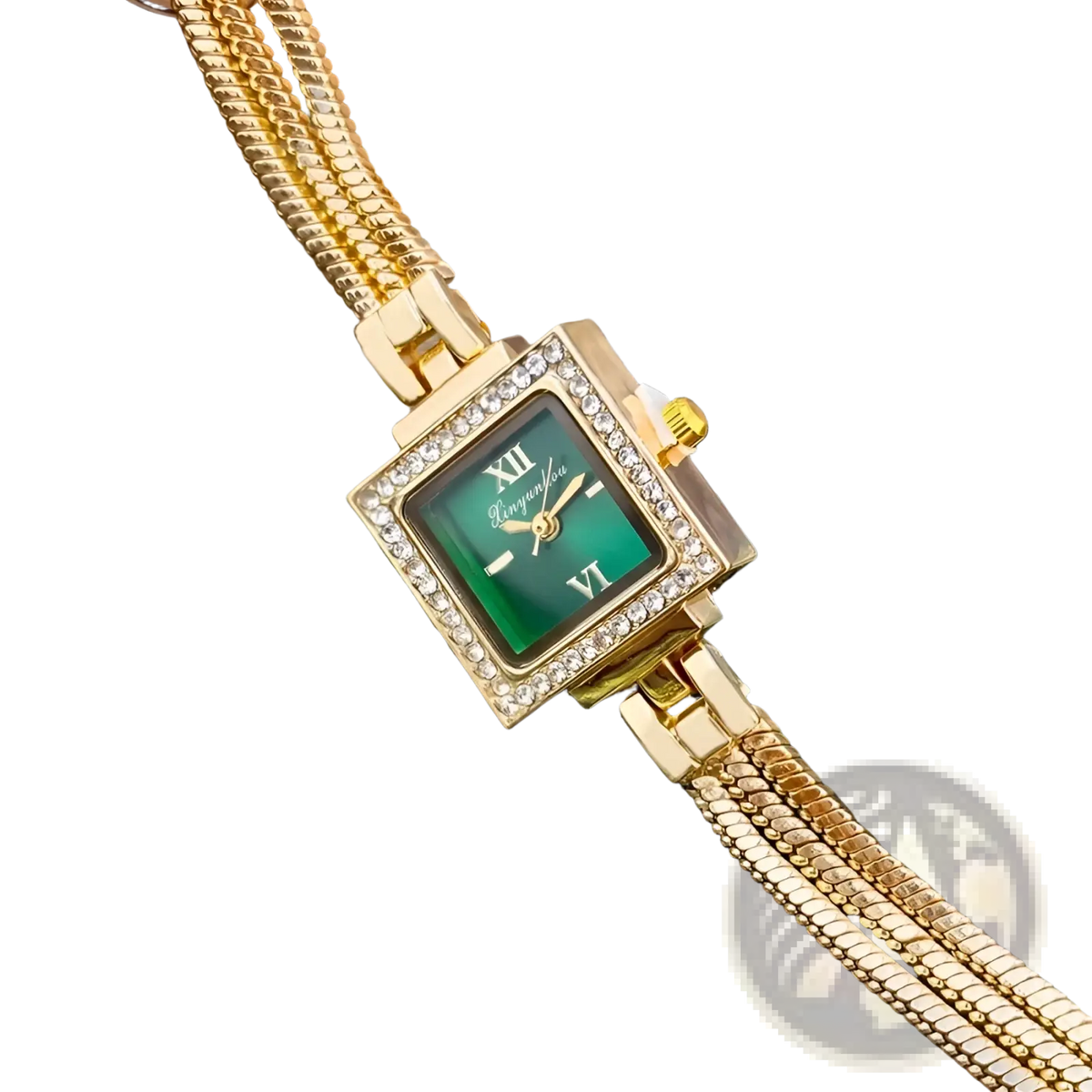 Gold Diamond Square Watch Vintage Fringe Strap