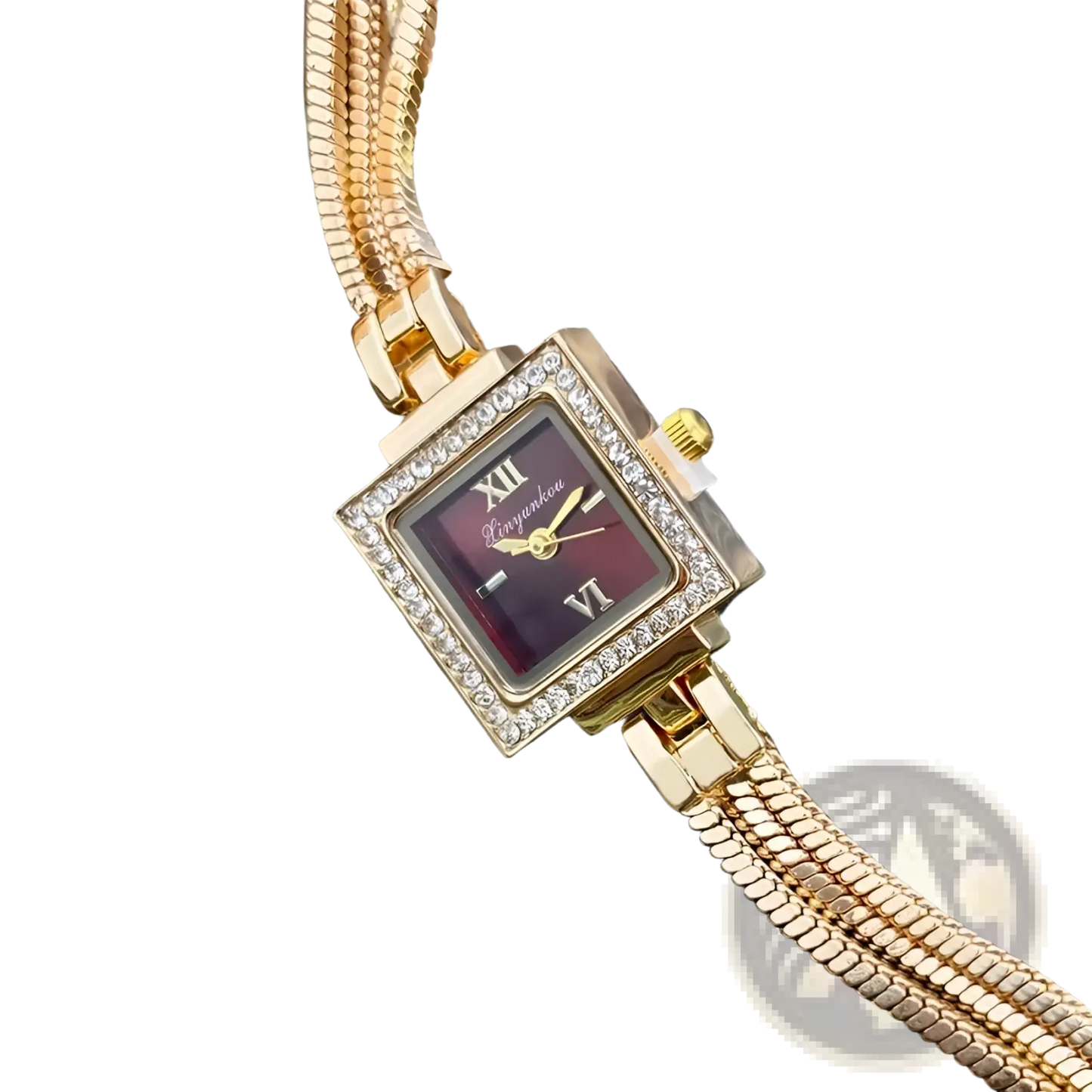 Gold Diamond Square Watch Vintage Fringe Strap