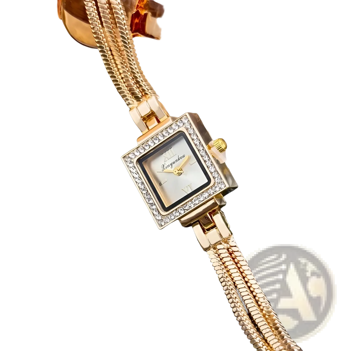 Gold Diamond Square Watch Vintage Fringe Strap