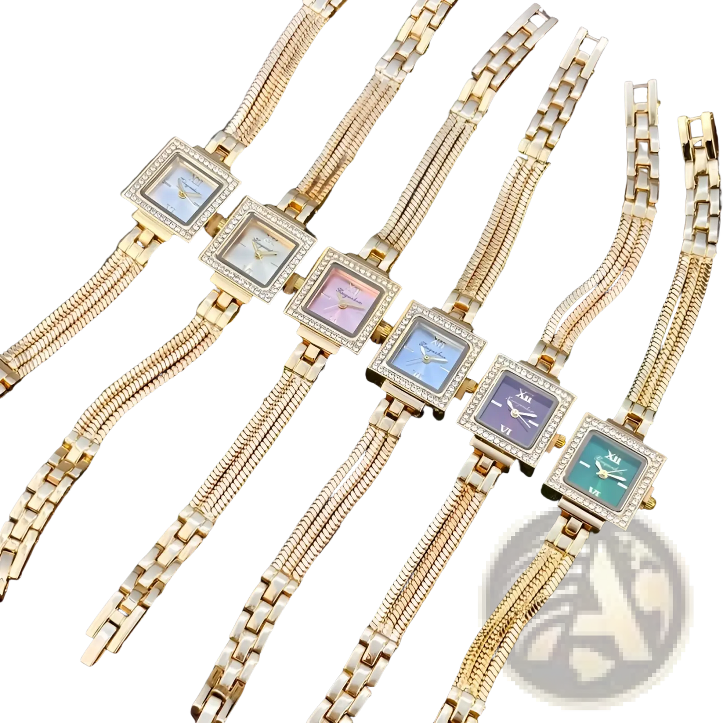 Gold Diamond Square Watch Vintage Fringe Strap