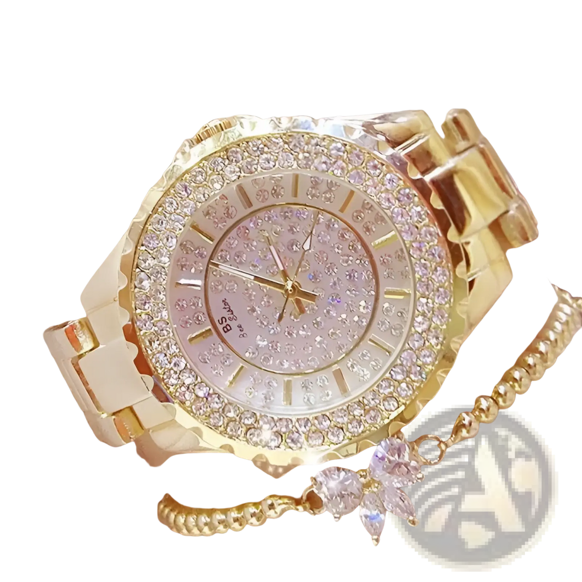 Gold Diamond Women Dress Watch