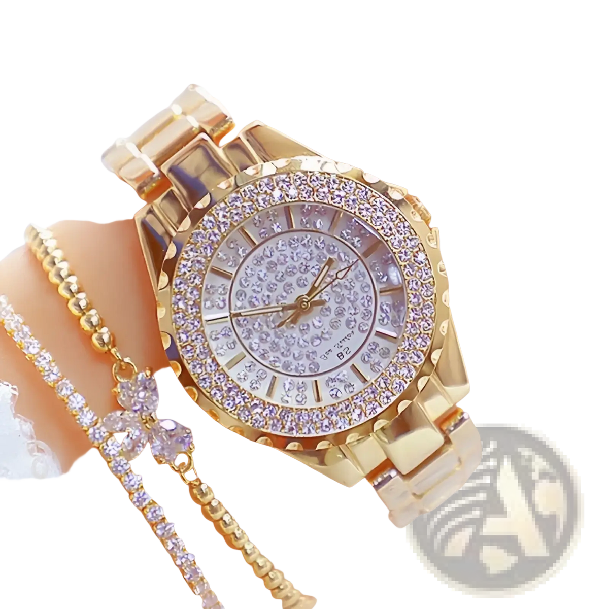 Gold Diamond Women Dress Watch