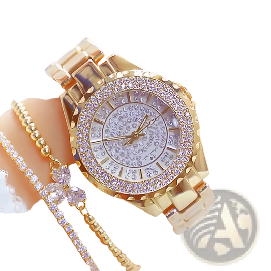 Gold Diamond Women Dress Watch