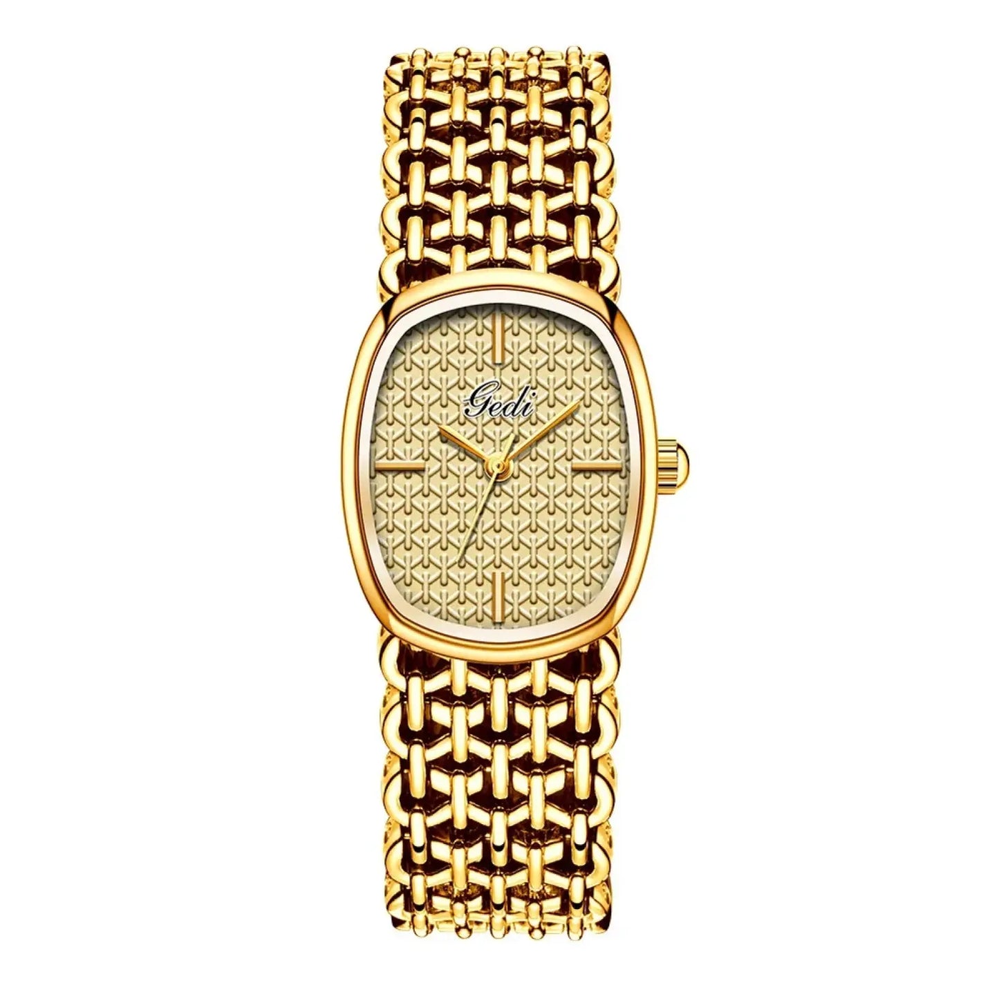 Gold Oval Women Watch Elegant Quartz Bracelet Timepiece
