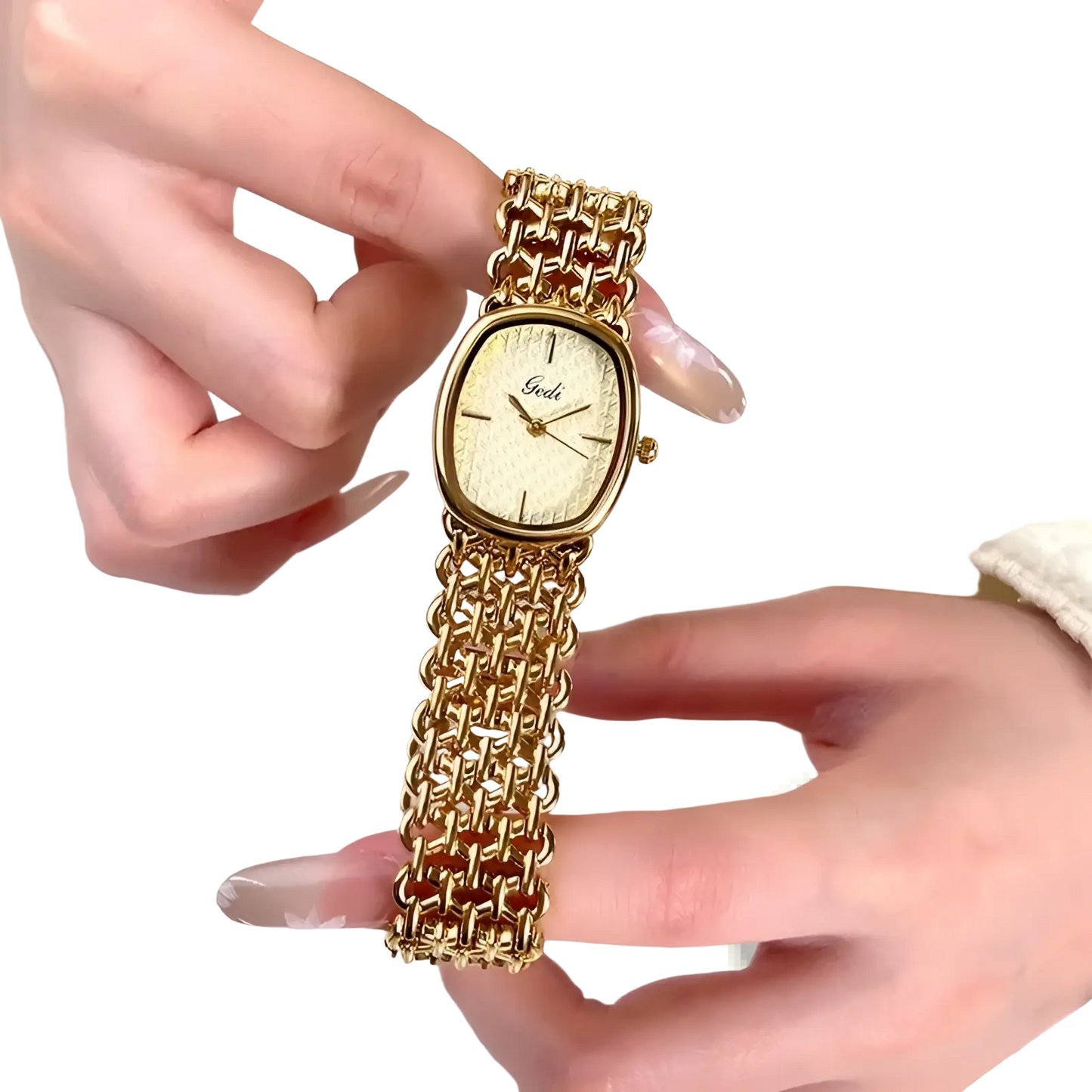 Gold Oval Women Watch Elegant Quartz Bracelet Timepiece