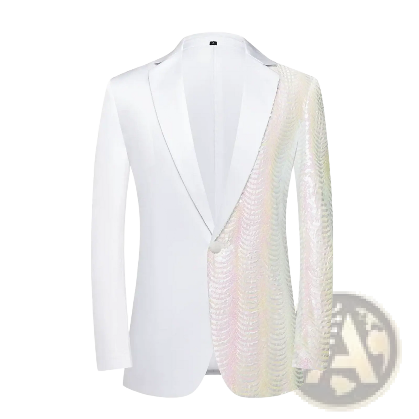 Gold Sequin Sleeve Black Satin Blazer Men
