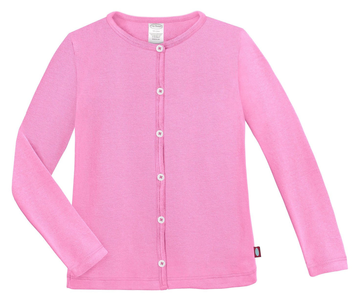 Girls Soft 100% Cotton Button-Down Cardigan | Bubblegum