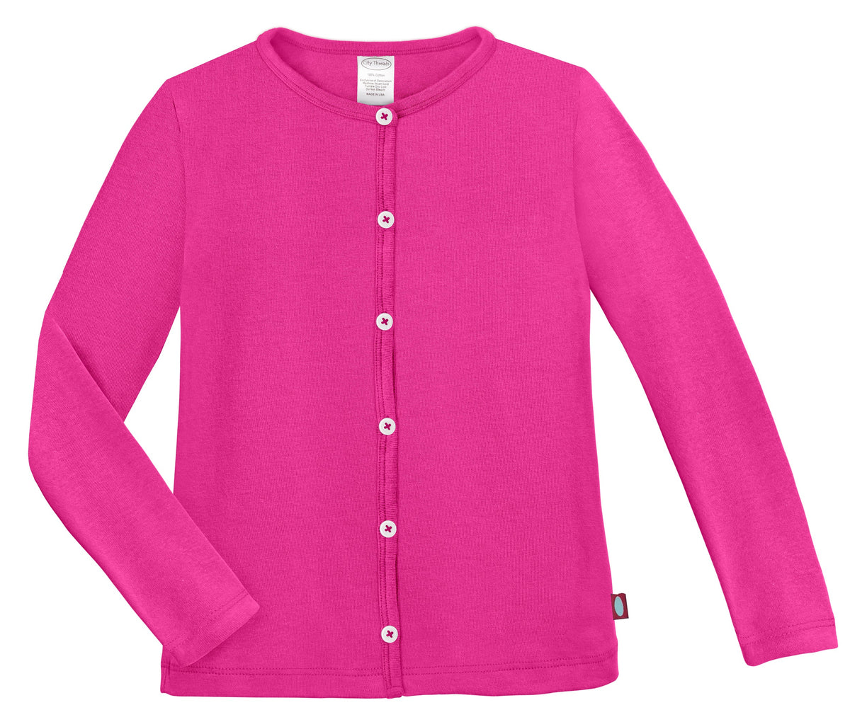 Girls Soft 100% Cotton Button-Down Cardigan | Hot Pink