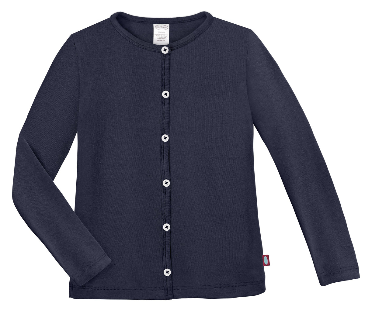 Girls Soft 100% Cotton Button-Down Cardigan | Navy