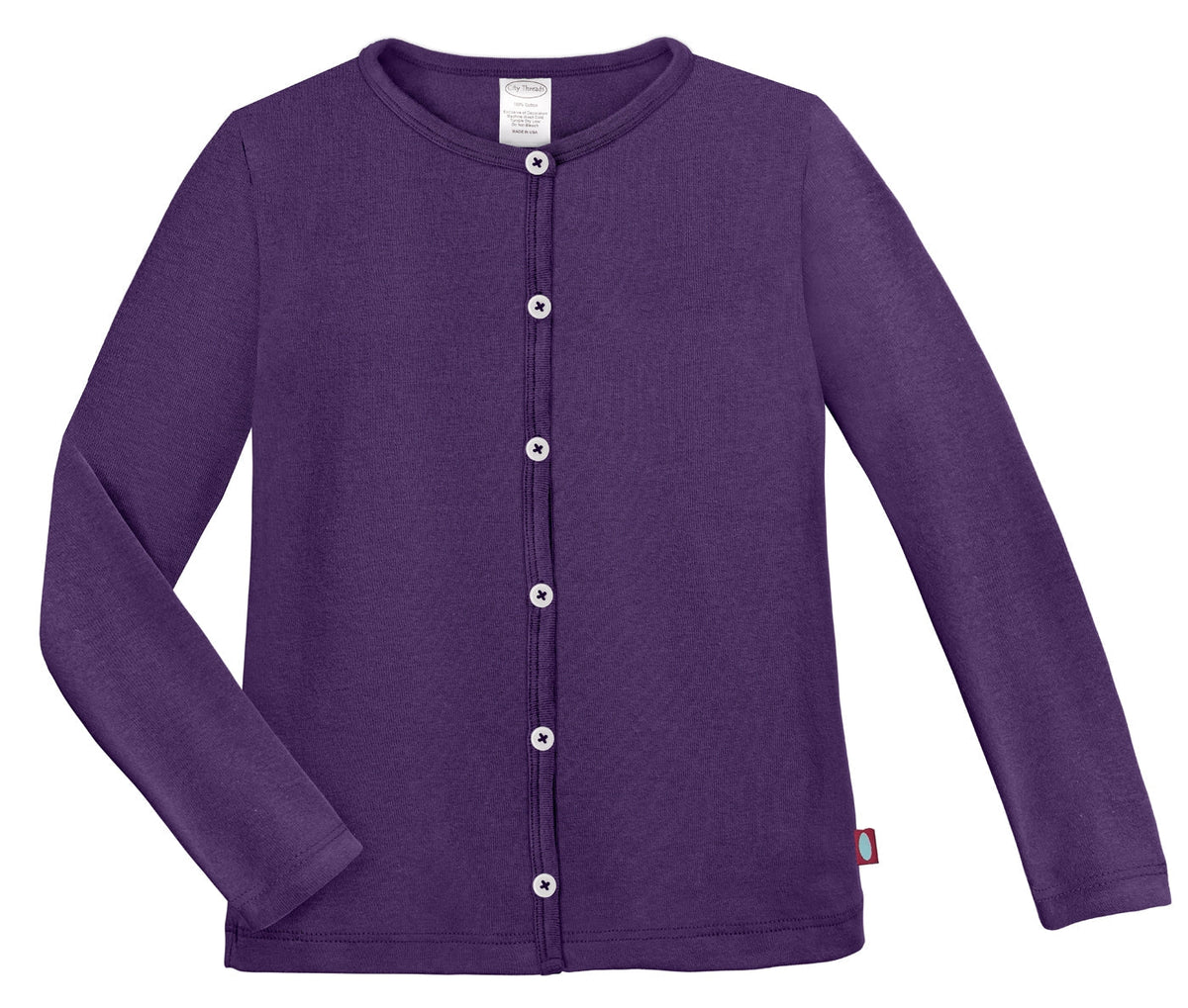 Girls Soft 100% Cotton Button-Down Cardigan | Purple