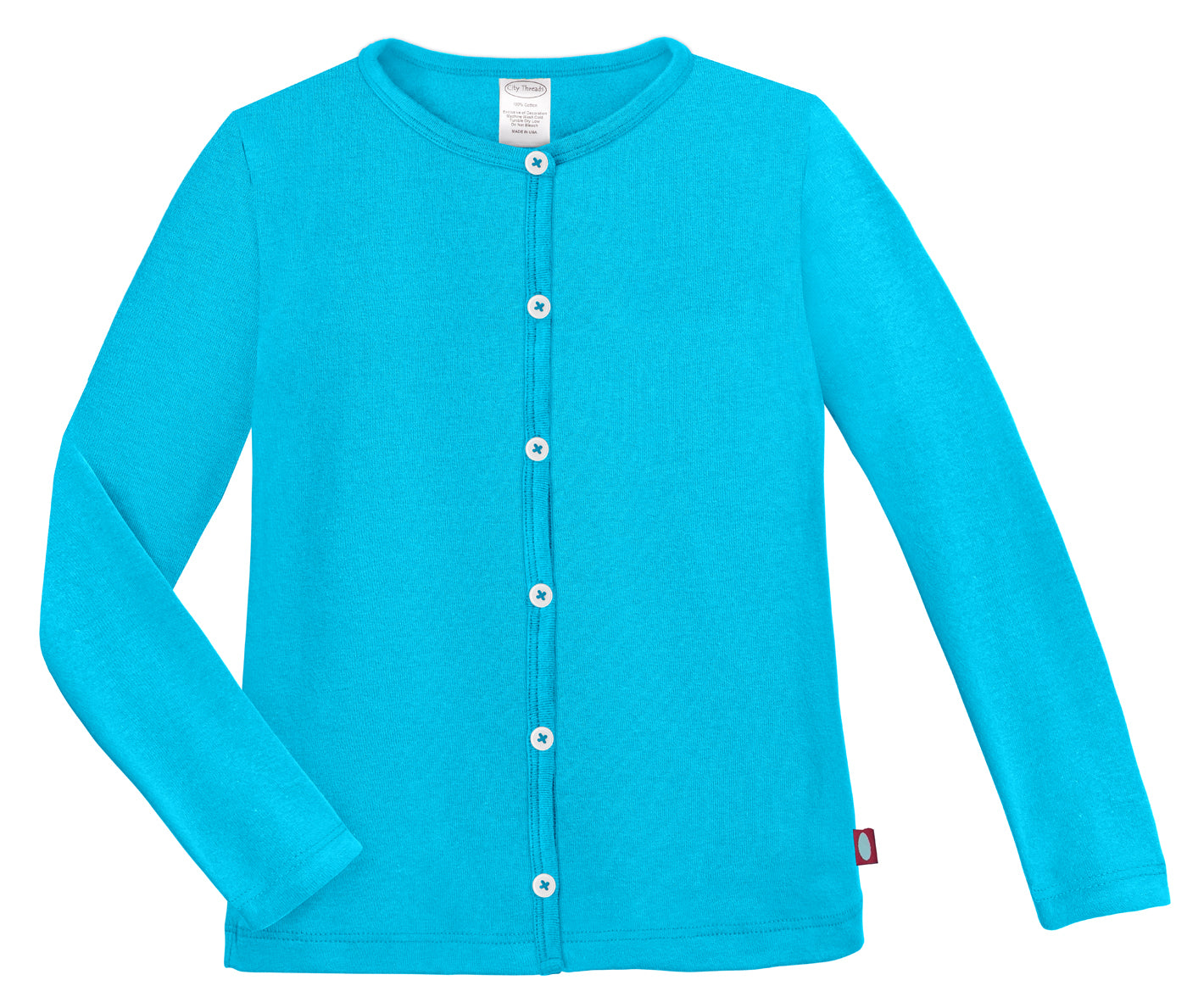 Girls Soft 100% Cotton Button-Down Cardigan | Turquoise