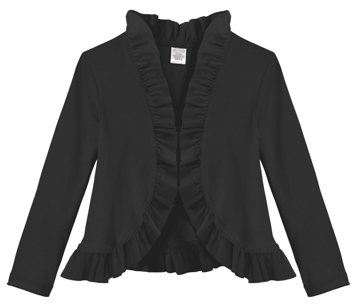Girls Soft 100% Cotton Jersey Ruffle Cardigan