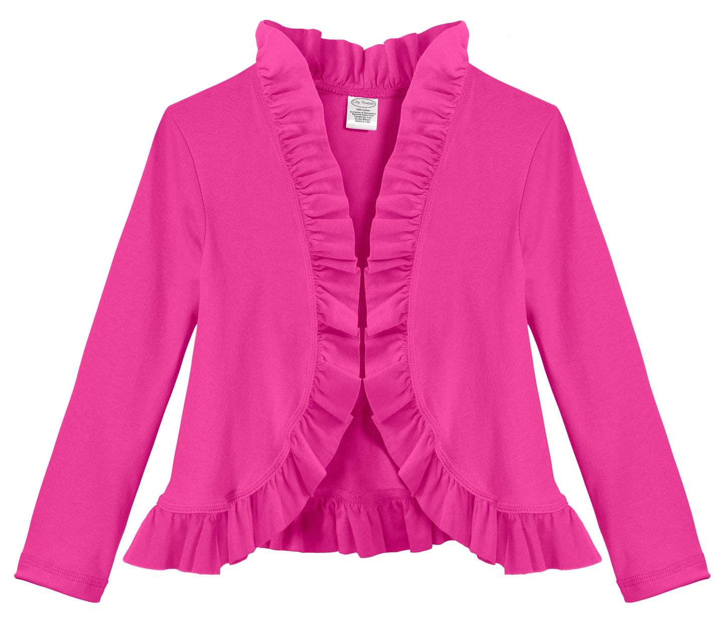 Girls Soft 100% Cotton Jersey Ruffle Cardigan