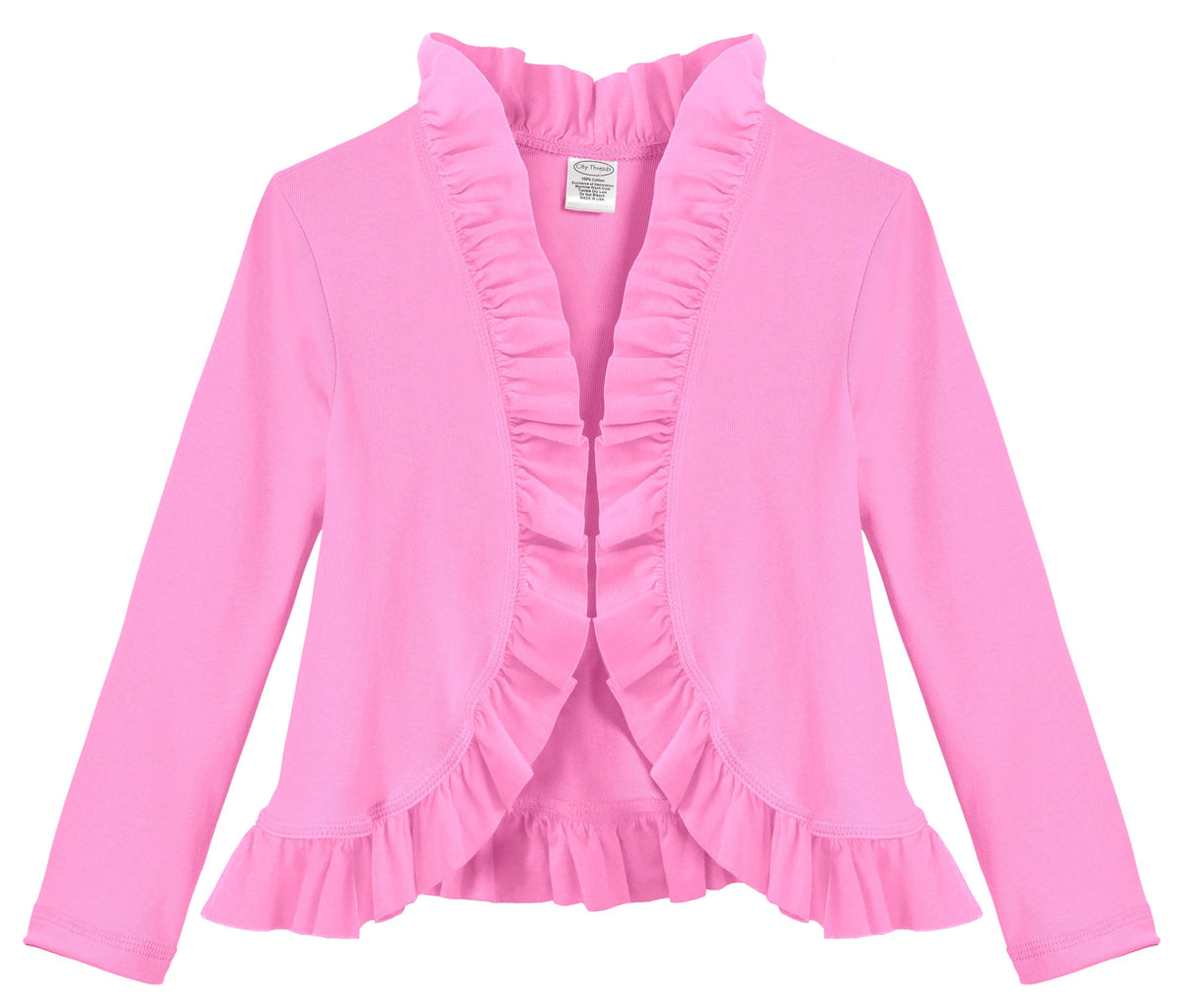 Girls Soft 100% Cotton Jersey Ruffle Cardigan