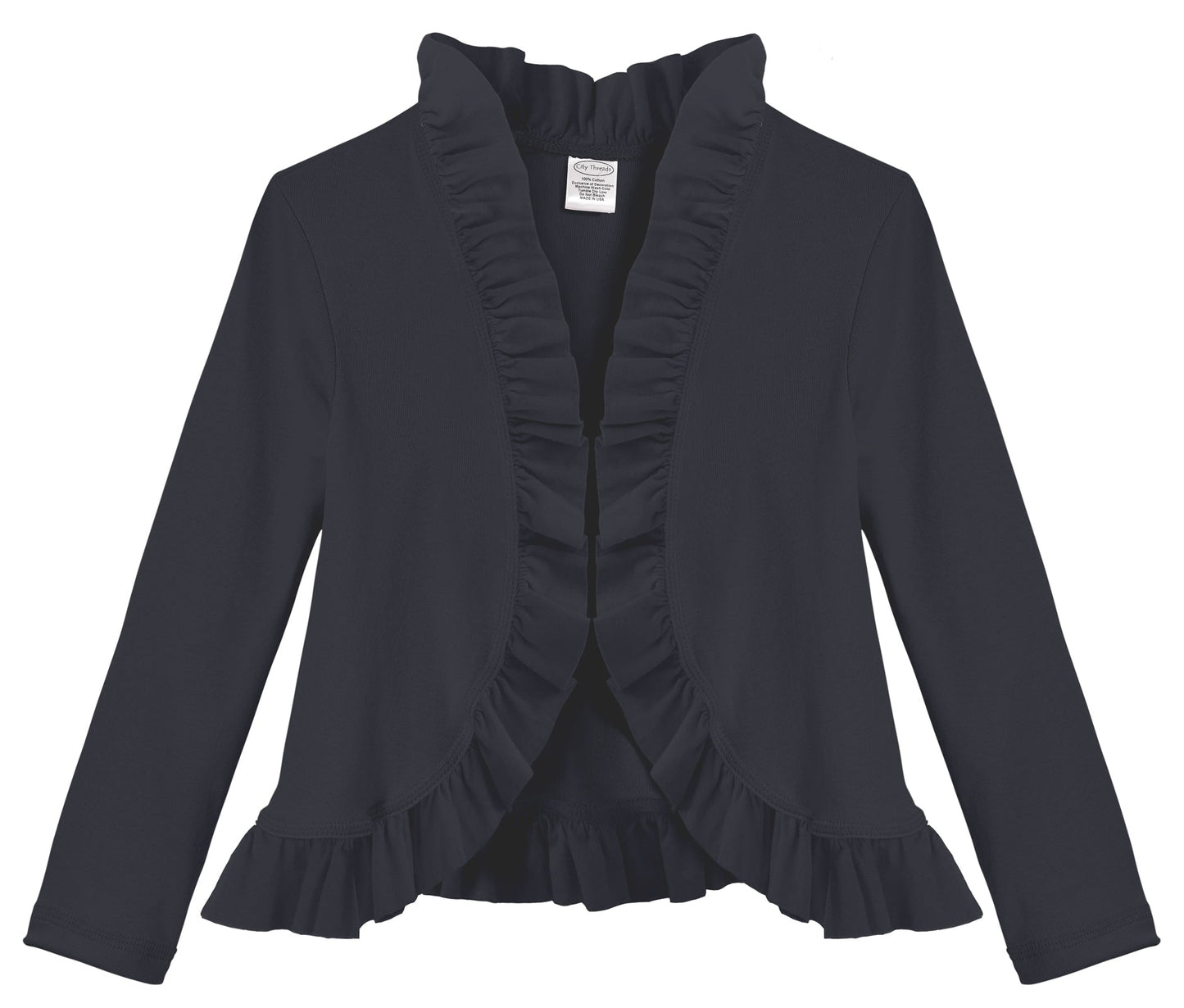 Girls Soft 100% Cotton Jersey Ruffle Cardigan