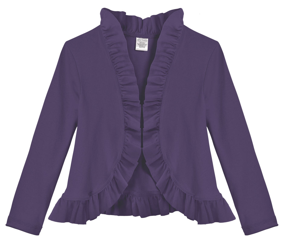 Girls Soft 100% Cotton Jersey Ruffle Cardigan