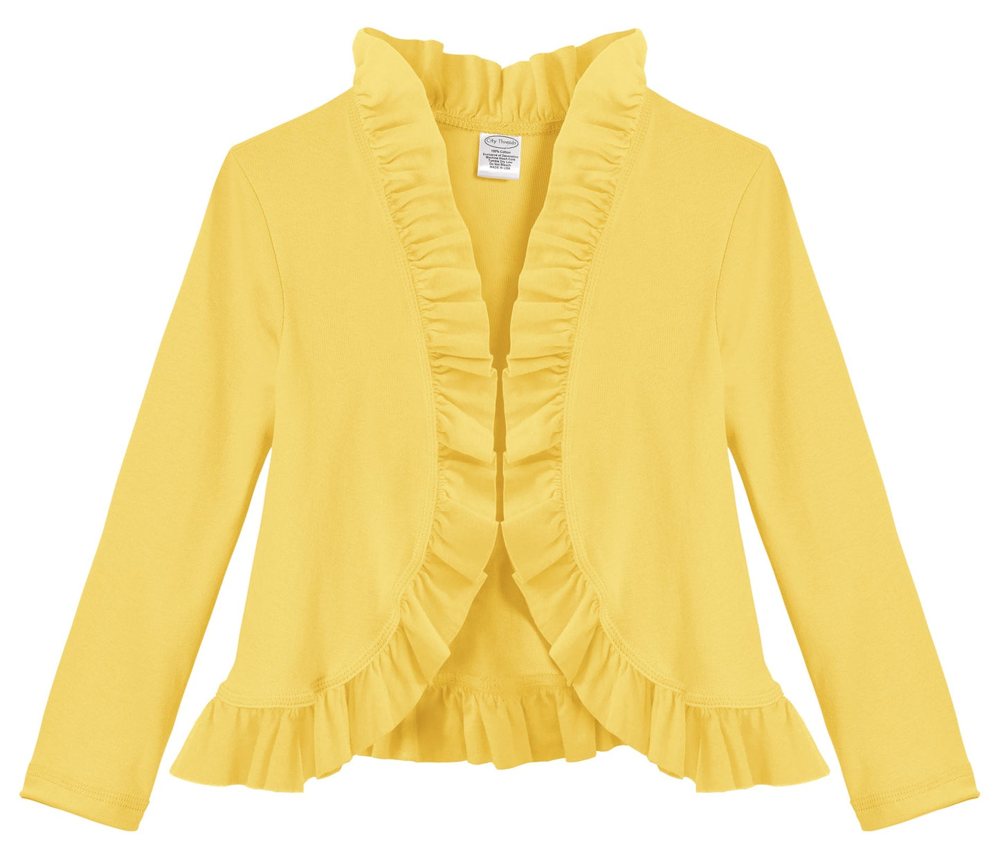 Girls Soft 100% Cotton Jersey Ruffle Cardigan