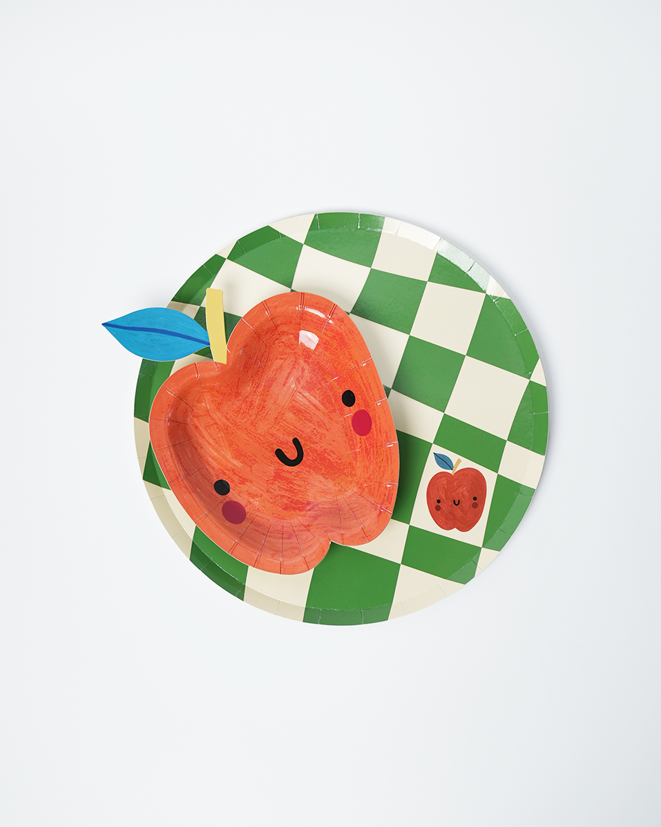 Little Chef Checkered Party Plates (9 Inch, 12 Count) | Kids Cooking Birthday Party Supplies | Colorful Checkerboard Paper Plates