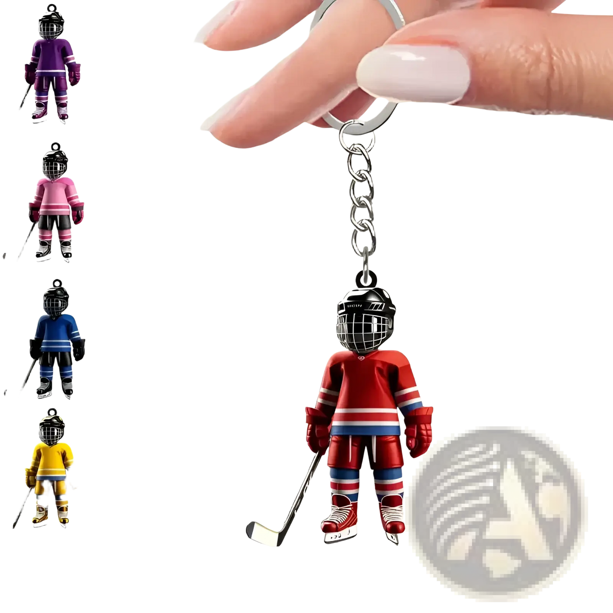 Hockey Player Acrylic Keychain Sports Backpack Charm