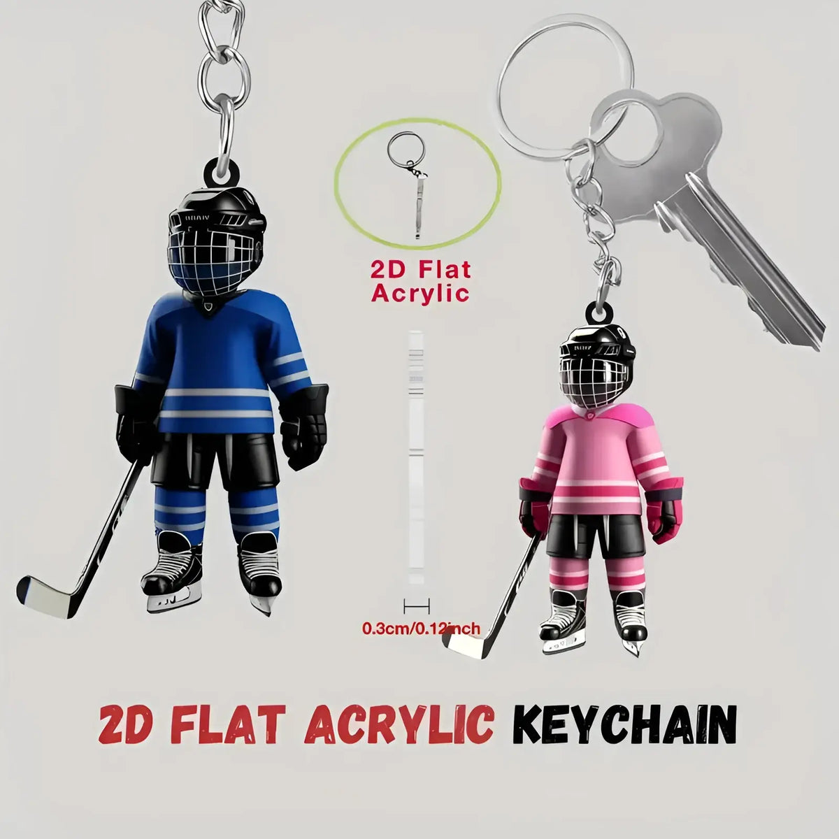 Hockey Player Acrylic Keychain Sports Backpack Charm