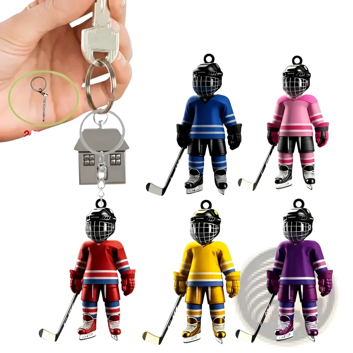 Hockey Player Acrylic Keychain Sports Backpack Charm