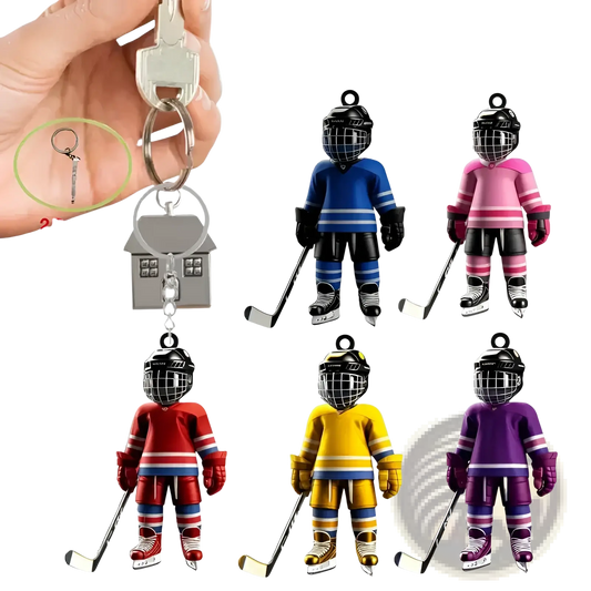 Hockey Player Acrylic Keychain Sports Backpack Charm